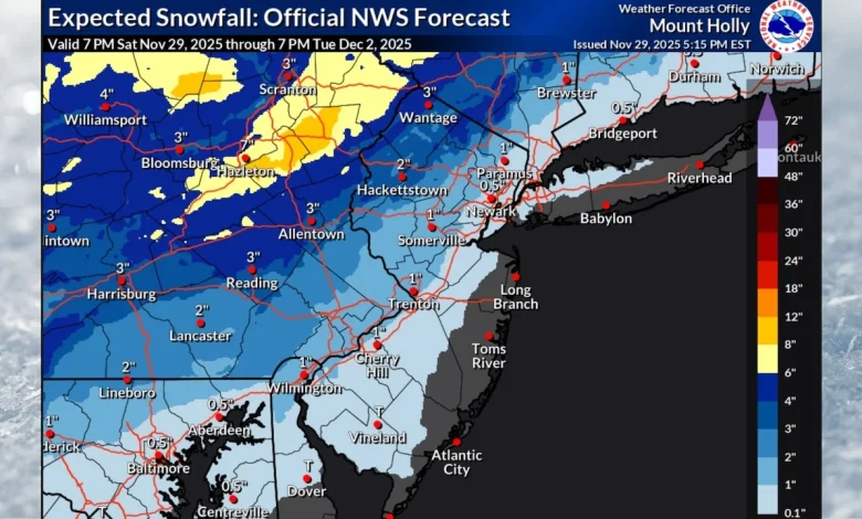 N.J. weather: 1 to 4 inches of snow in forecast for parts of state Tuesday. Latest maps.