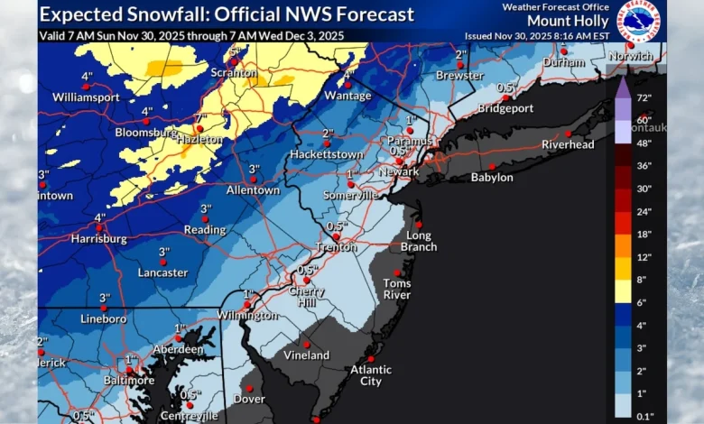 N.J. weather: Up to 4 inches of snow possible for parts of state Tuesday. Updated forecast.