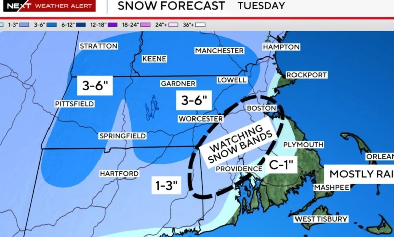 Plowable snow returns to Massachusetts Tuesday. Maps show who might get the most.