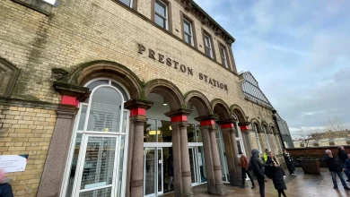 Police tape off Preston Railway Station after death reported at 1am