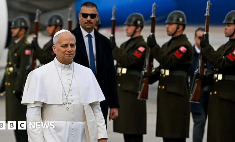 Pope Leo arrives in Turkey on first foreign trip, six months into papacy