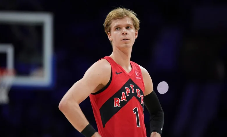 Raptors' Gradey Dick exits vs. Pacers after hard fall