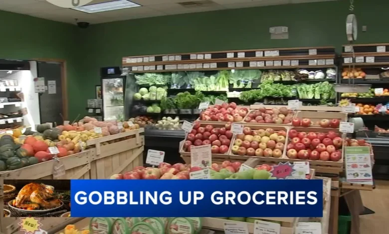 Shoppers buy Thanksgiving feasts ahead of the holiday in Springfield, Pa.