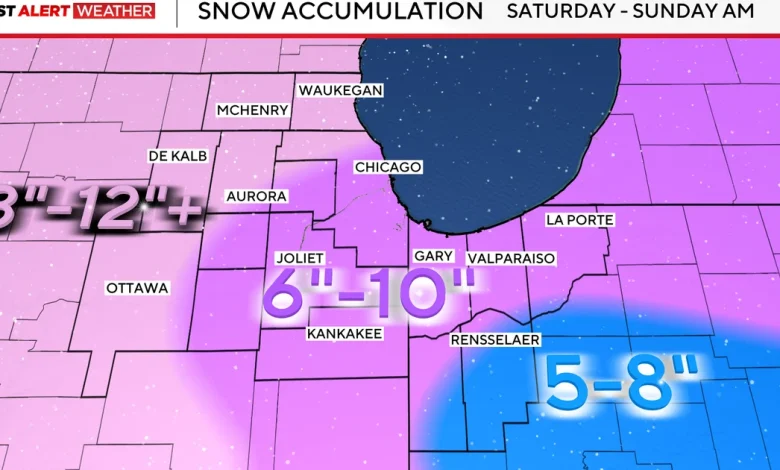 Winter storm approaching Chicago area with 6 to 12 inches of snowfall possible
