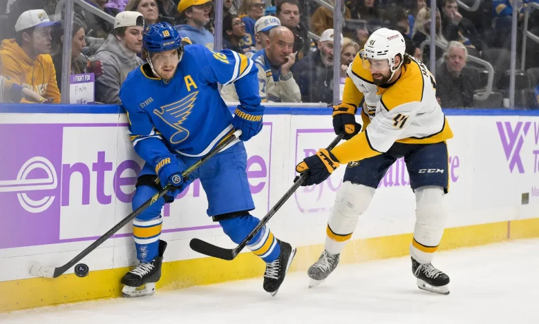 (12-27-25) Predators-Blues Gameday Lineup: two injured forwards return to St. Louis lineup