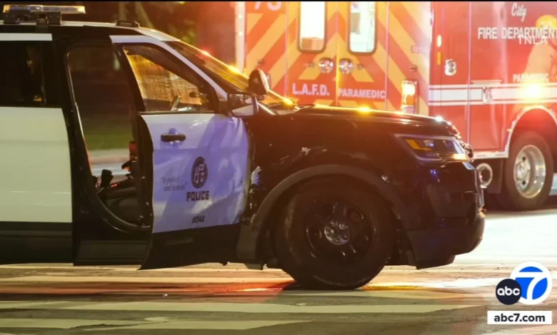 4 injured, including 2 police officers, in Reseda crash