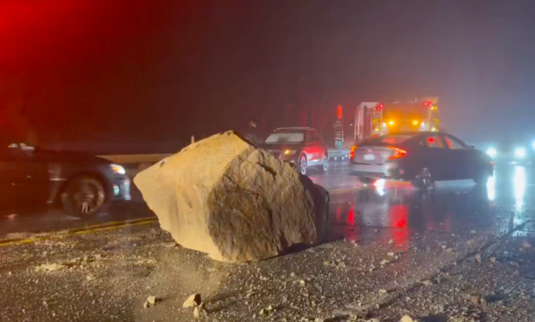 5 injured after boulder crashes onto Highway 18 near Big Bear Lake