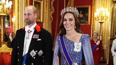 A new tiara for Kate! The Princess of Wales makes a dazzling debut in a rare ruby and diamond tiara for the German state banquet