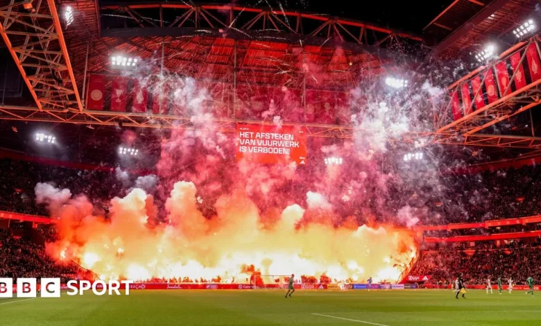 Ajax criticise 'outrageous' fireworks after match abandoned