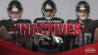 Atlanta Falcons inactives for Week 16 vs. Arizona Cardinals