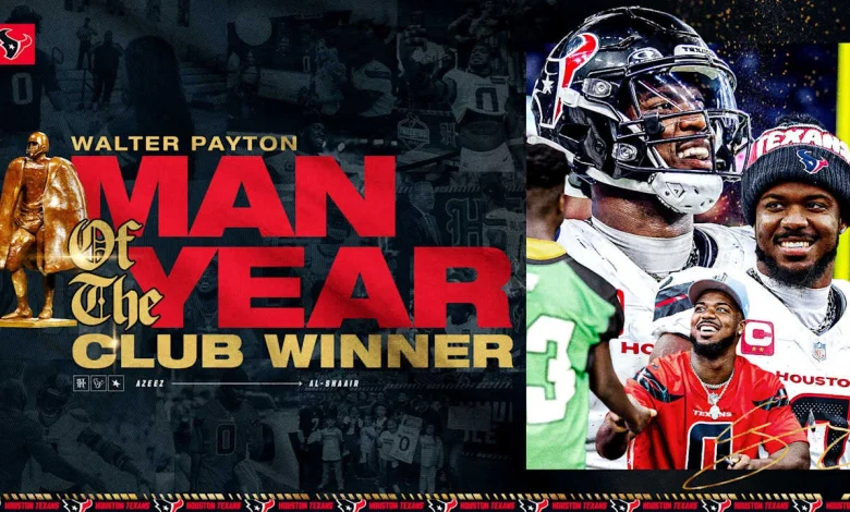 Azeez Al-Shaair Named Houston Texans Club Winner For 2025 Walter Payton NFL Man Of The Year Award