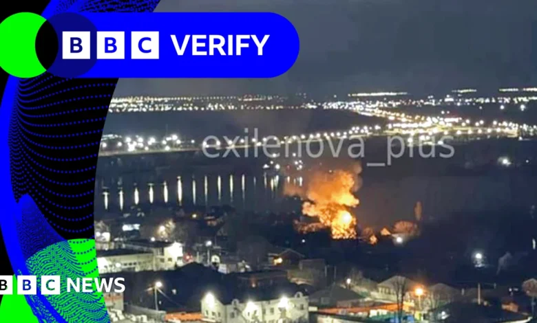 BBC Verify: Videos show impact of mass drone attacks launched by Ukraine and Russia