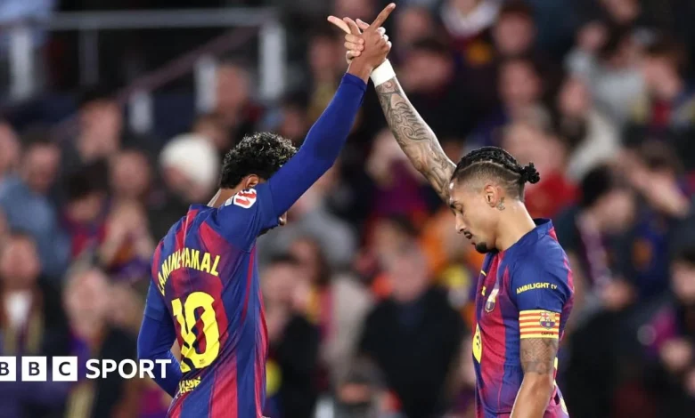 Barcelona 2-0 Osasuna: Raphinha scores twice to put side seven points clear of Real Madrid
