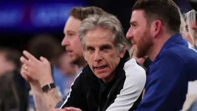 Ben Stiller wears Dayton Dragons' jacket courtside at Knicks' game