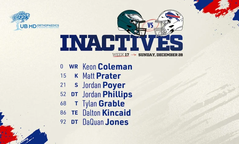 Buffalo Bills inactives list vs. Eagles