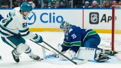 Celebrini gets goal and assist in return home as Sharks top Canucks 6-3 to stop 3-game slide
