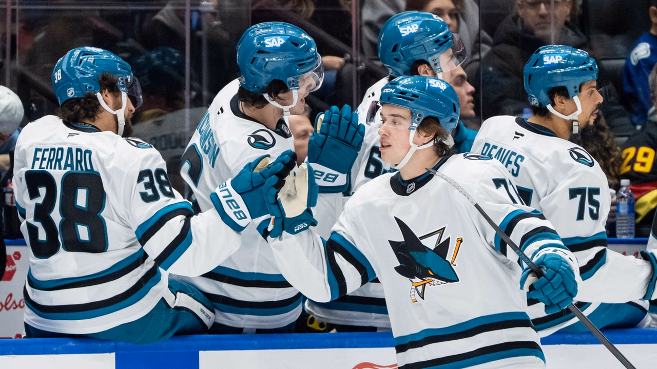 Celebrini gets goal and assist in return home as Sharks top Canucks 6-3 to stop 3-game slide