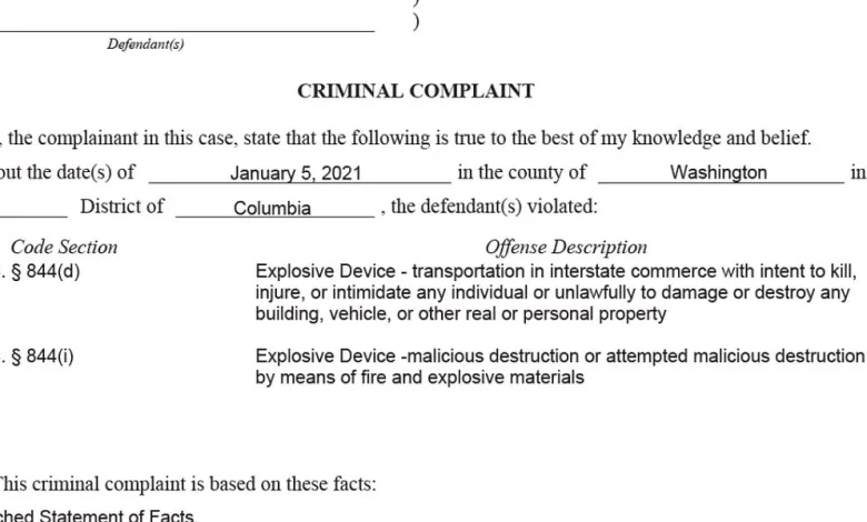 Charges in the RNC/DNC Bomb Planting Case
