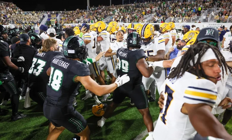 College football bowl game ends in massive brawl on Christmas Eve