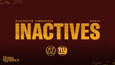 Commanders vs. Giants Week 15 inactives