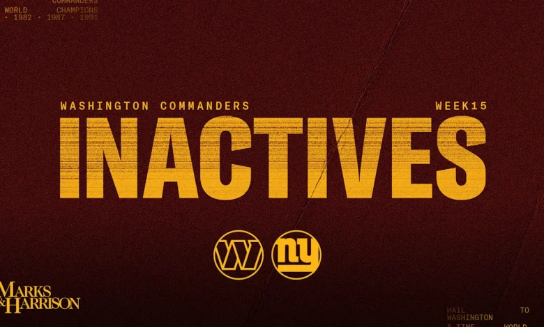 Commanders vs. Giants Week 15 inactives
