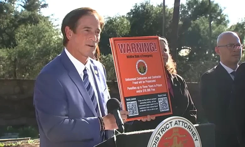 DA files charges, issues warning over unlicensed contracting in Los Angeles County burn zones