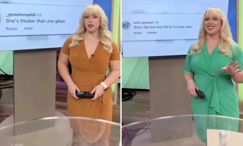 Exclusive | Curvy news anchor trolls haters by reading viewer comments in her broadcaster voice: ‘Fe fi foe yum’