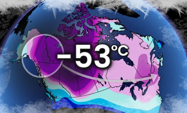 Extreme cold on the move after Canada notches -50C reading