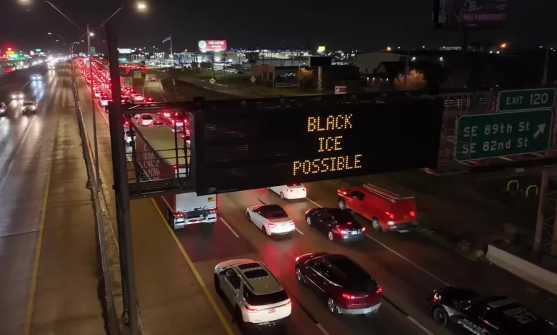 Freezing Rain And Ice Cause Travel Chaos In Oklahoma City