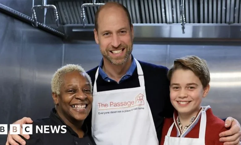 George joins Prince William in preparing meal for homeless