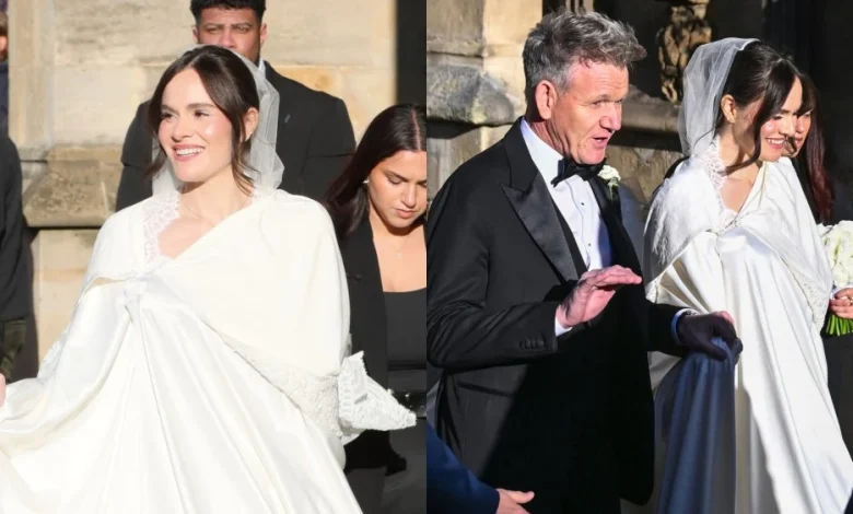 Holly Ramsay Marries Adam Peaty in White Lace Wedding Dress