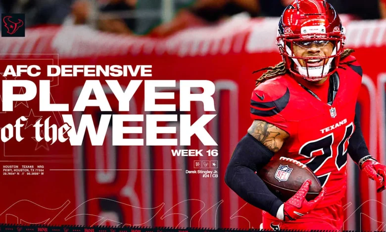Houston Texans Derek Stingley Jr. Named AFC Defensive Player of Week