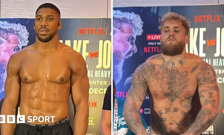 Jake Paul vs Anthony Joshua: Briton weighs almost two stone heavier