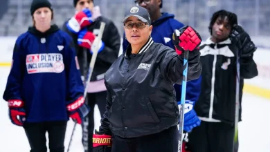 James' Hall of Fame career celebrated at Player Inclusion Coalition girls hockey clinic