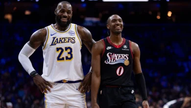James hits go-ahead three, Doncic has triple-double in Lakers' win over 76ers