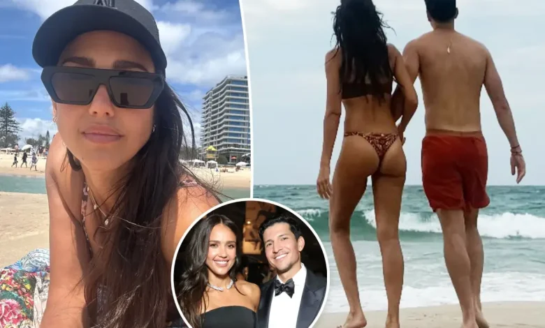 Jessica Alba rocks thong bikini on PDA-packed beach outing with boyfriend Danny Ramirez