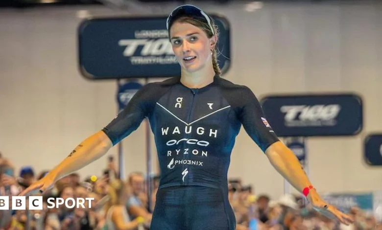 Kate Waugh: British triathlete crowned world champion after winning T100 final in Qatar
