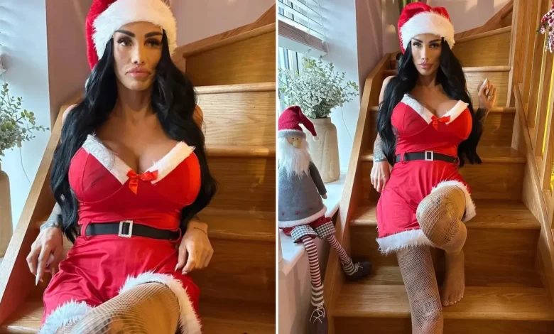 Katie Price shows off dramatic weight loss and HUGE tattoos in sexy Mrs Claus outfit