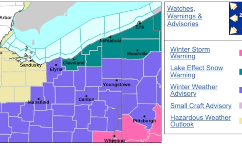 Lake-effect snow warning issued for parts of Northeast Ohio