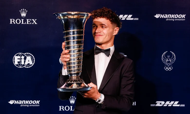 Lando Norris reflects on 'incredible' Drivers' Championship triumph as he collects trophy at FIA Awards
