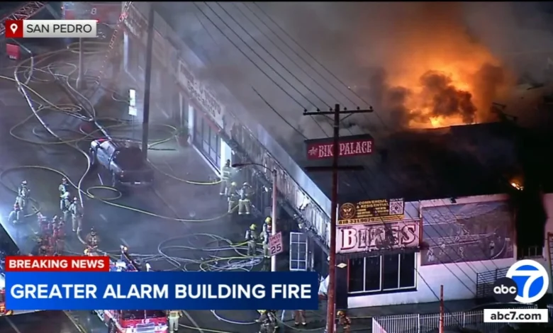Large fire breaks out at commercial building in San Pedro