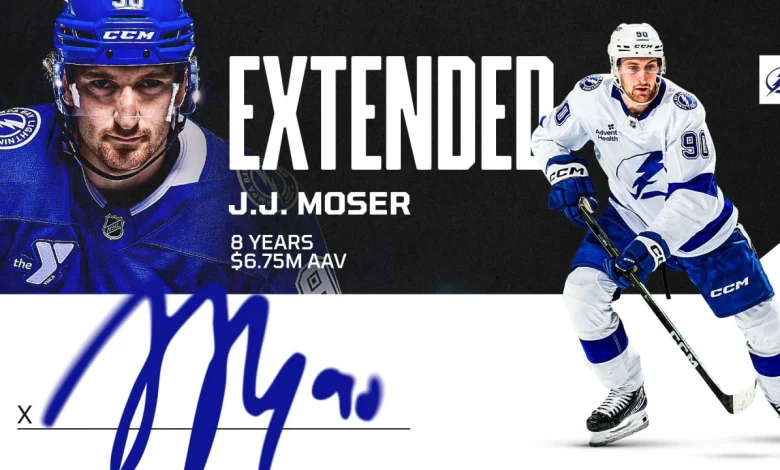Lightning sign defenseman J.J. Moser to an eight-year contract extension
