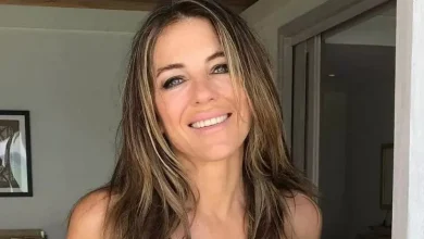 Liz Hurley 'looks 25' in teeny string bikini as she flogs her swimwear to fans