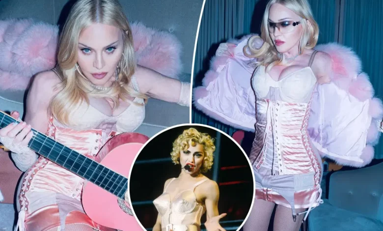 Madonna channels her ‘90s ‘Blond Ambition’ era in pink satin corset
