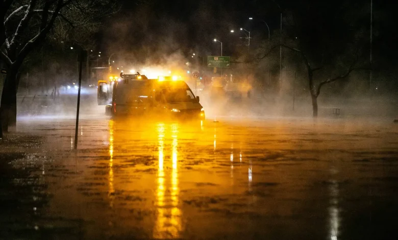 Main Street closed owing to flooding from water main break