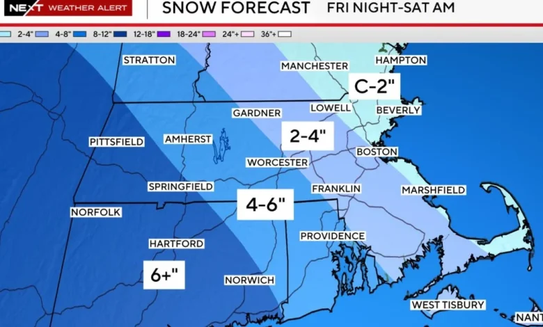 Map shows where in Massachusetts could get plowable snow tonight into Saturday morning