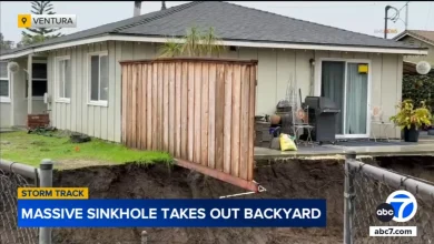 Massive sinkhole washes away Ventura family's backyard