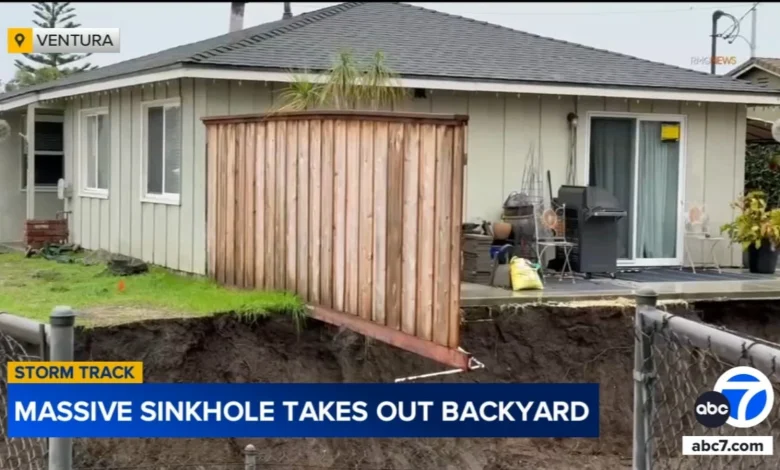 Massive sinkhole washes away Ventura family's backyard