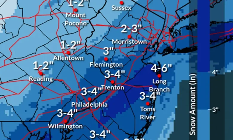 NJ snow forecast: 4+ inches expected in parts of Jersey Shore