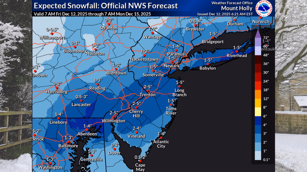 N.J. weather: Snow forecast increases, now up to 4 inches for weekend storm. Latest maps.